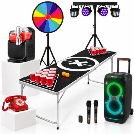 Karaoke csomag projektorral, állványos vetítővászonnal, JBL PartyBox Stage 320 hangfallal és két vezeték nélküli mikrofonnal