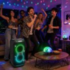 Házibuli hangfal bérlés JBL PartyBox Stage 320 hangfallal és színes partyfényekkel